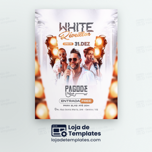 FLYER WHITE RÉVEILLON 31 DE DEZEMBRO COM GRUPO DE PAGODE E SAMBA FEED PSD